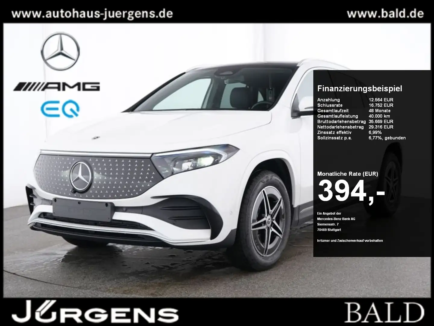 Mercedes-Benz EQA 300 4M AMG-Sport/Pano/Distr/360/Memo/Keyl/18 Weiß - 1
