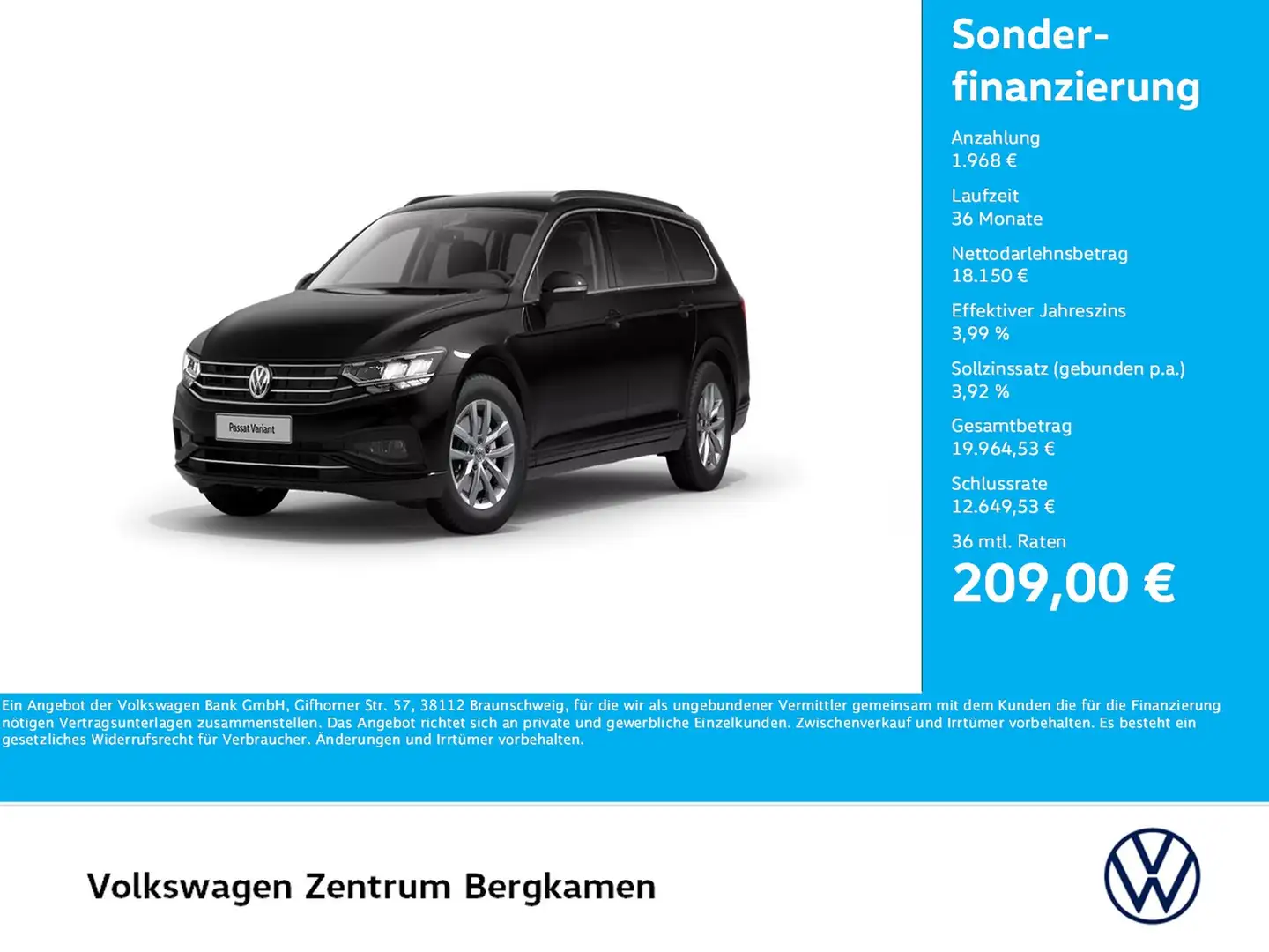 Volkswagen Passat Variant 1.5 BUSINESS AHK ACC NAVI ALU LED Schwarz - 1