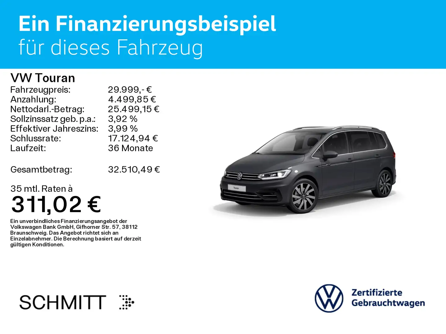 Volkswagen Touran 2.0 TDI DSG R-LINE*7-SITZER*LED*AHK*PANO* Grau - 2