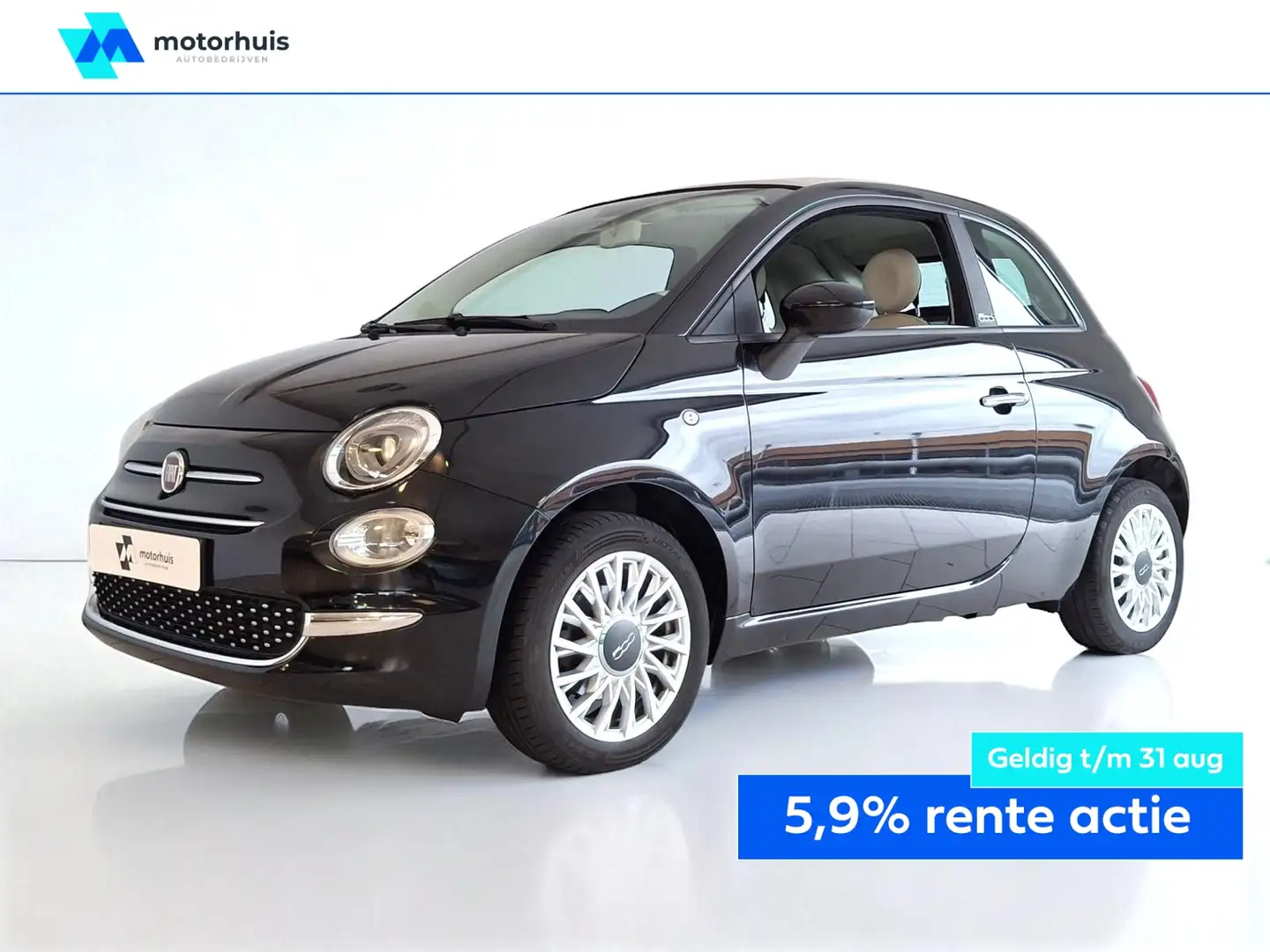 Fiat 500 1.0 70pk Hybrid Lounge Zwart - 1