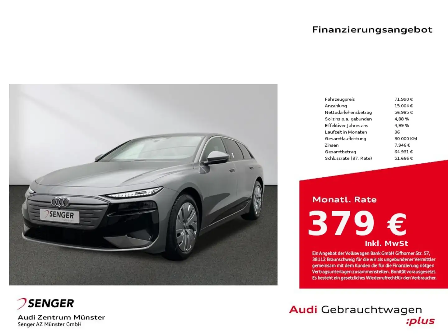 Audi A6 e-tron Avant performance S line 270 kW B&O Grau - 1