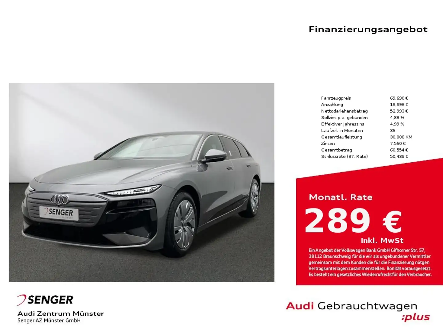 Audi A6 e-tron Avant performance S line 270 kW B&O Grau - 1