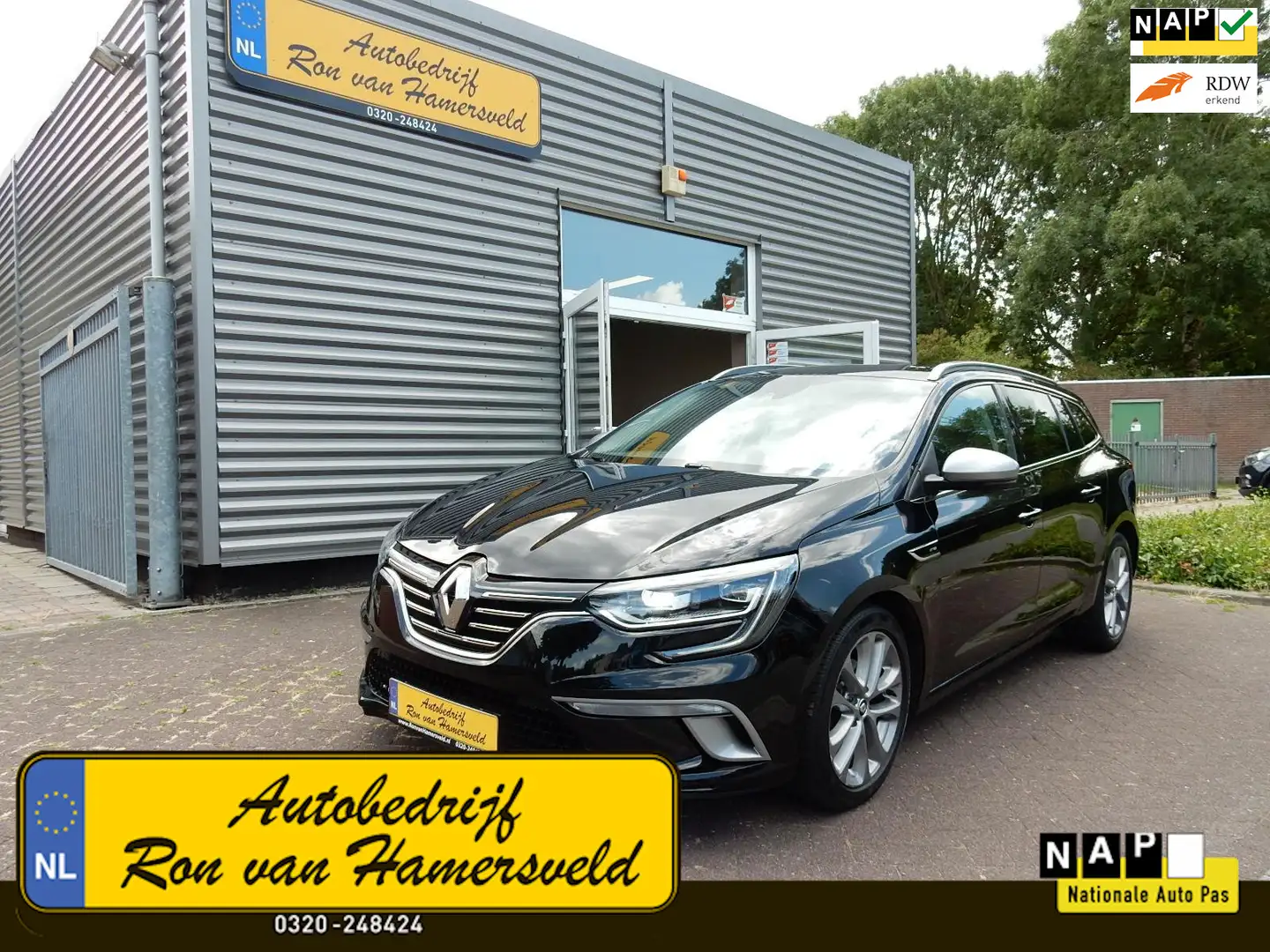 Renault Megane Estate 1.2 TCe GT-LINE*LED*NAVI*R-LINK*1/2 LEDER* Zwart - 1