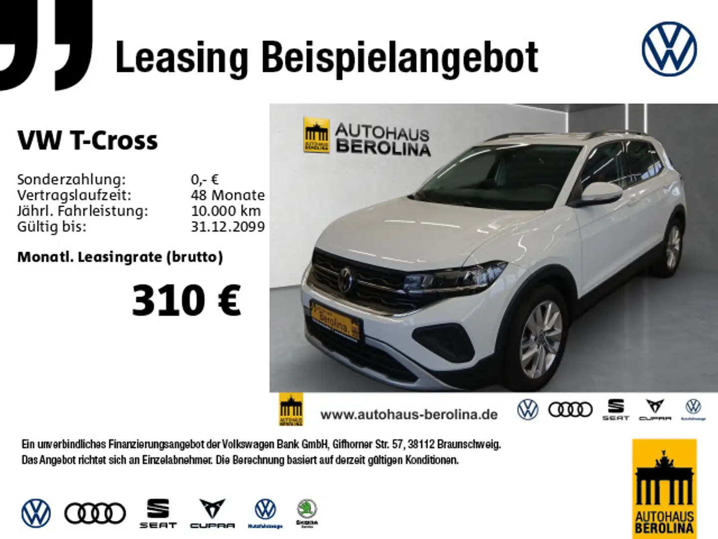 Volkswagen T-Cross 1.5 TSI Life DSG *AHK*R-CAM*LED*PDC* Weiß - 1