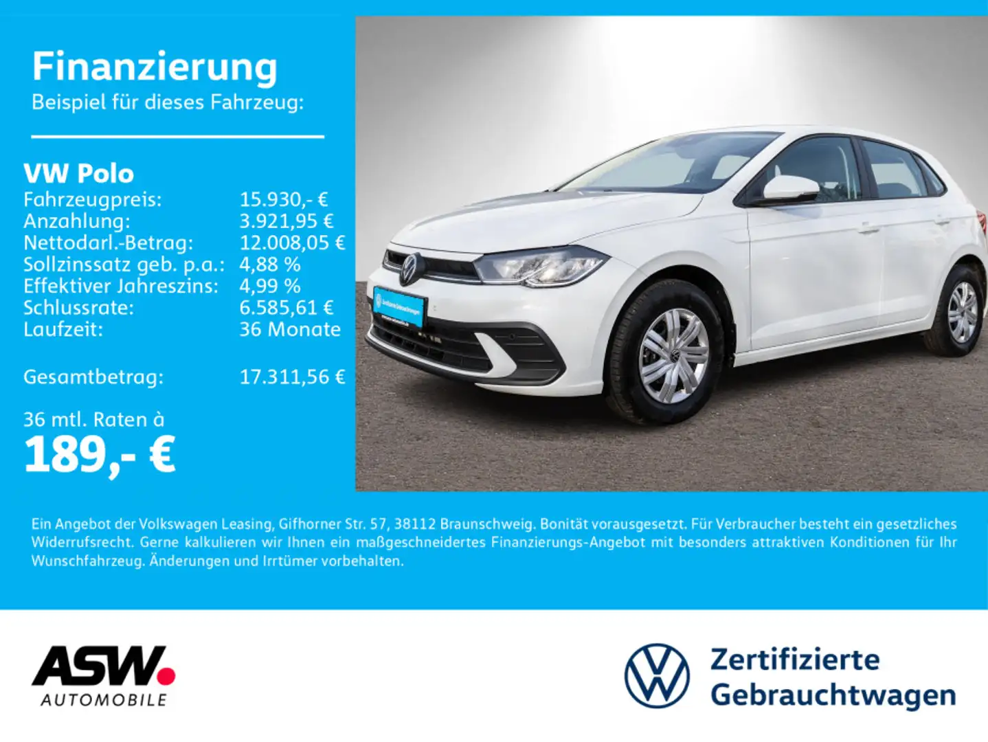 Volkswagen Polo 1,0 MPI Klima LED PDC VC Blanc - 1