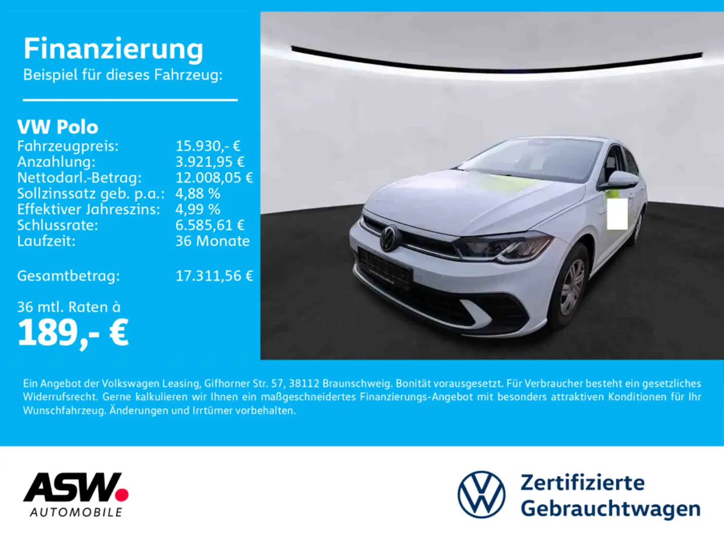 Volkswagen Polo 1,0 MPI Klima LED PDC VC Weiß - 1