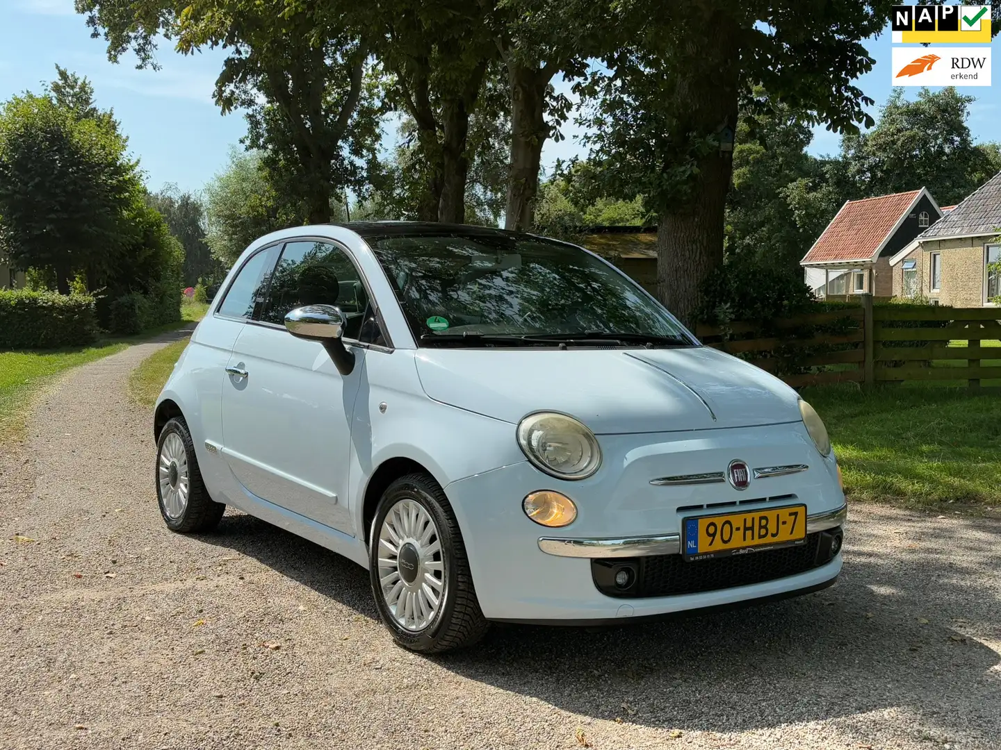 Fiat 500 1.2 Lounge Airco Panoramadak! Blauw - 1