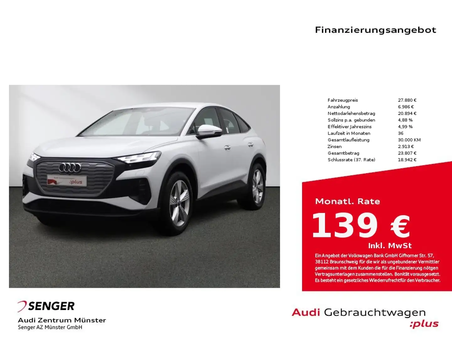 Audi Q4 e-tron Sportback 35 MMI Matrix Digi-Cockpit Weiß - 1