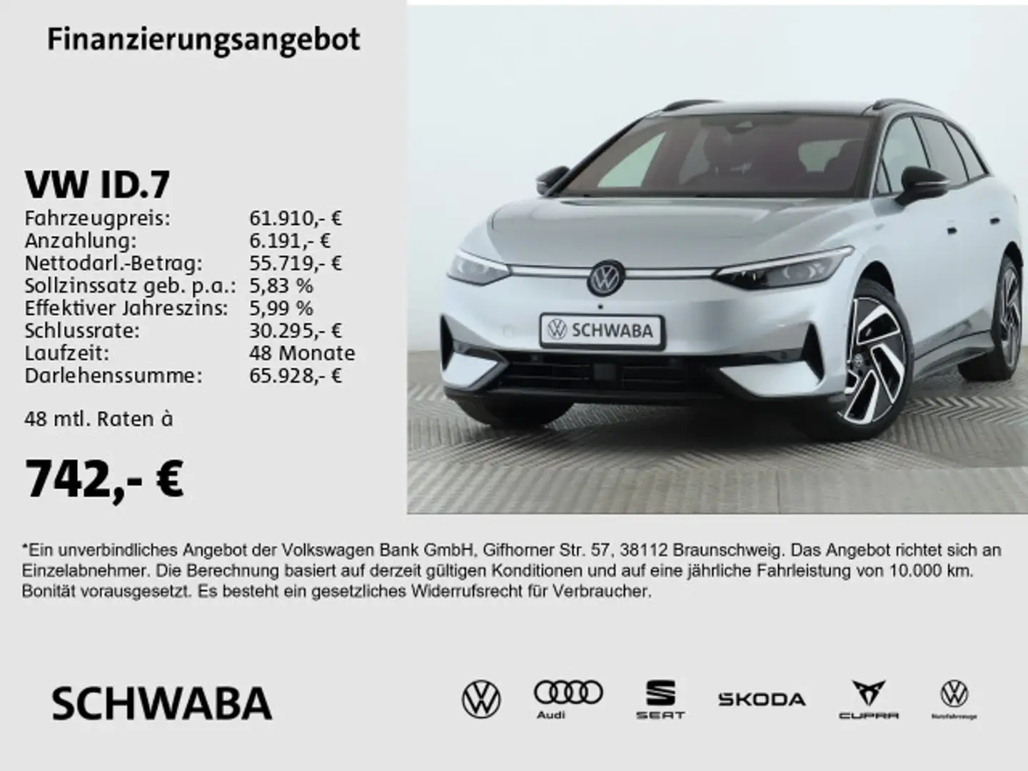 Volkswagen ID.7 Tourer Pro S 91 kW/h *Wärmep.*PANO*AHK*20"* Silber - 1
