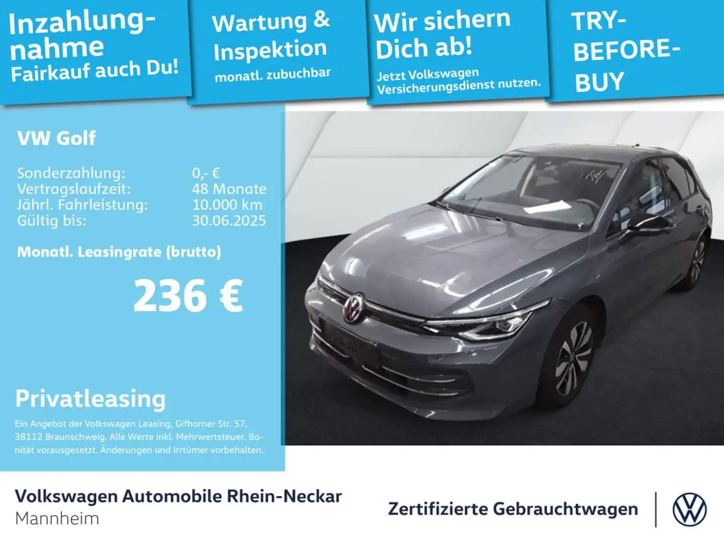 Volkswagen Golf VIII 1.5 eTSI GOAL DSG Navi AHK Kamera uvm Grau - 1