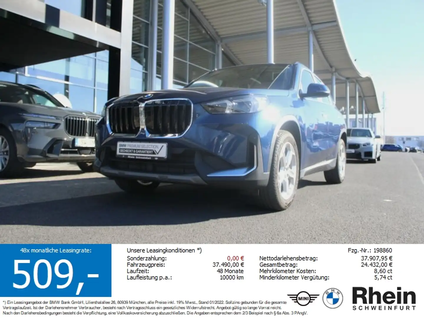 BMW X1 sDrive18d Glasdach. AHK. Navi Prof. Blau - 1