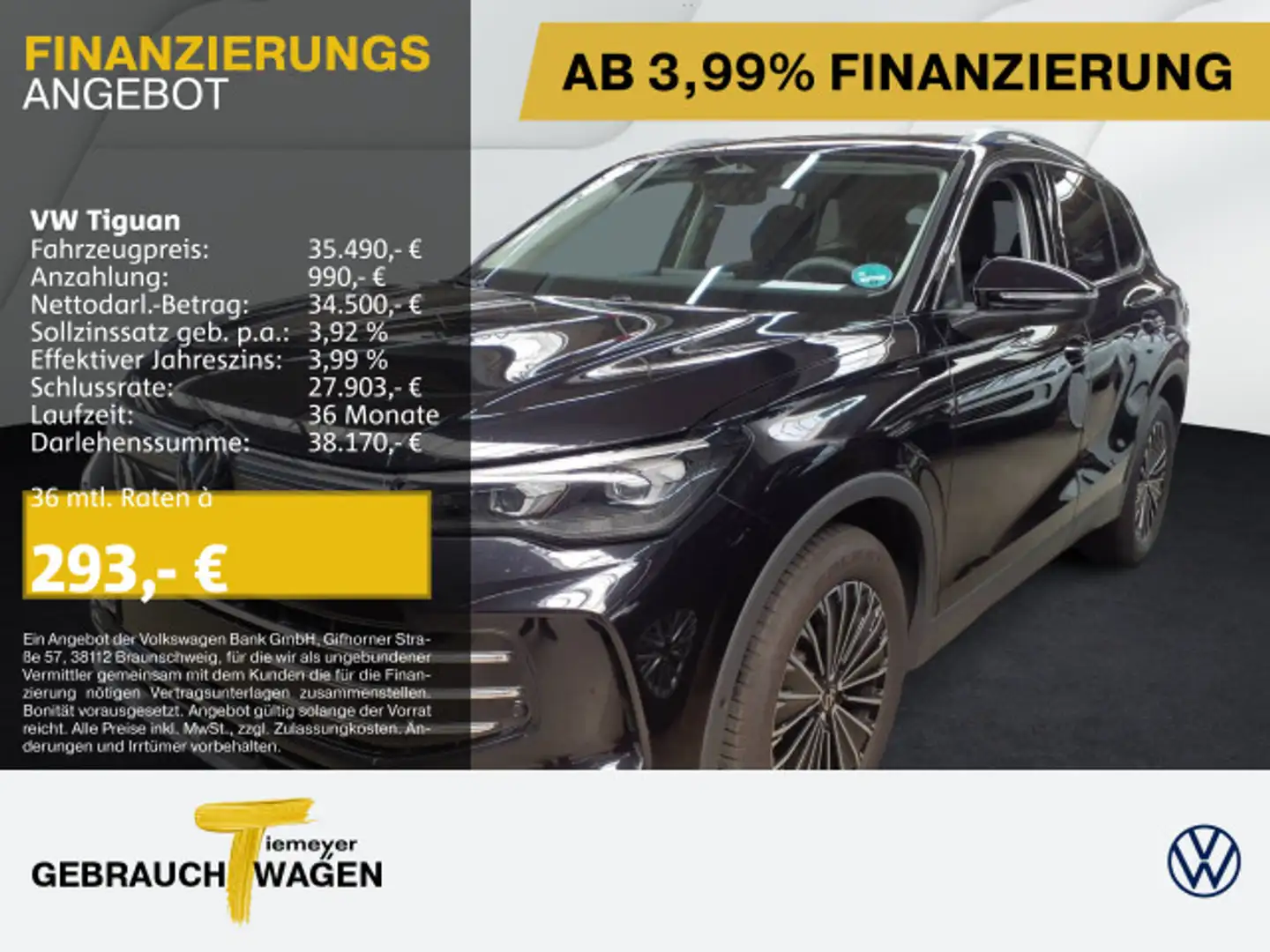 Volkswagen Tiguan 1.5 TSI DSG ELEGANCE NAVI AHK KAMERA MATR Schwarz - 1