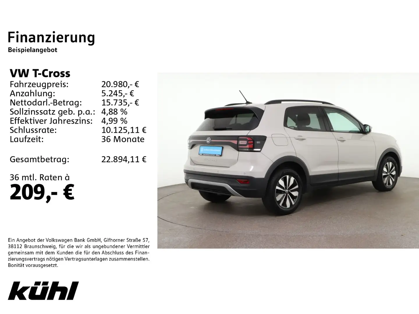Volkswagen T-Cross 1.0 TSI Move LED/ACC/App Grau - 2