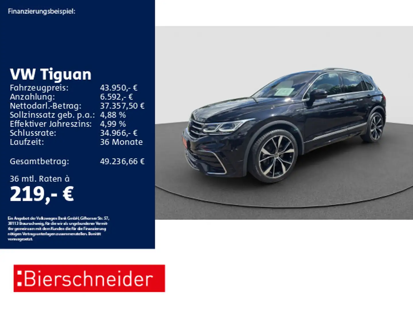 Volkswagen Tiguan 2.0 TDI DSG 4Mo R-Line AHK PANO STAND 20 Schwarz - 1