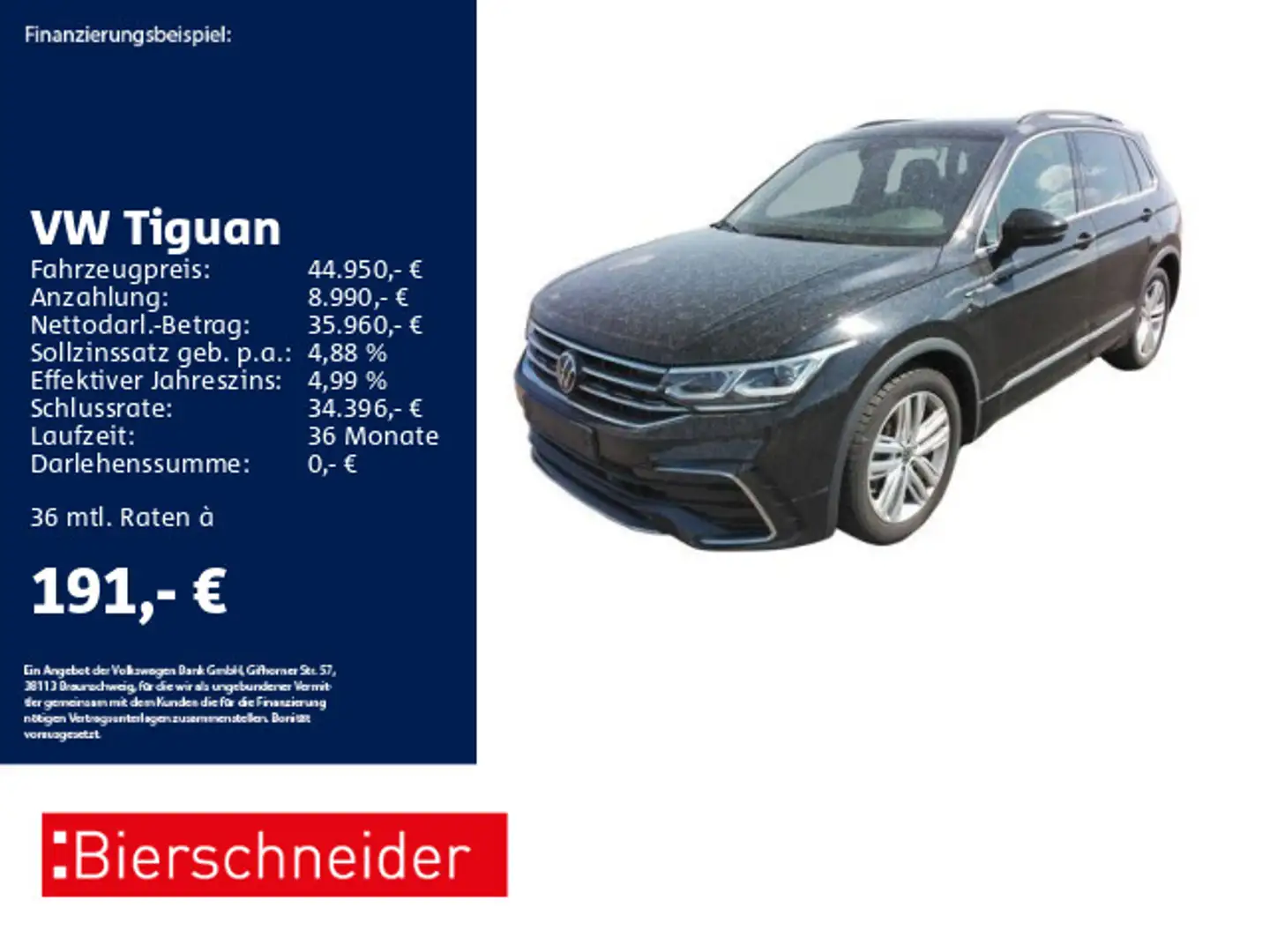 Volkswagen Tiguan 2.0 TDI DSG 4Mo R-Line AHK PANO STAND 20 Schwarz - 1