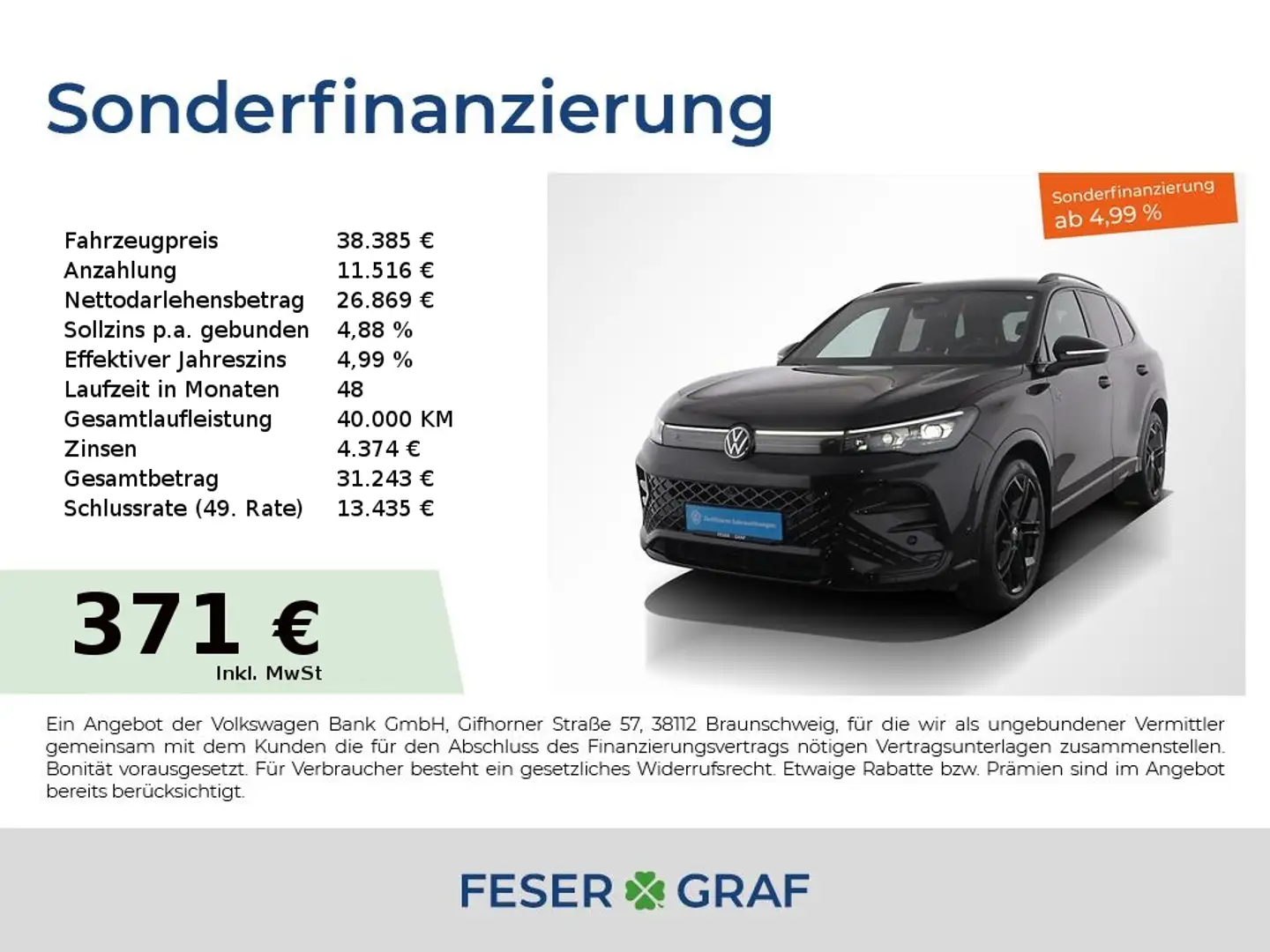 Volkswagen Tiguan 1.5 eTSI R-Line BlackStyle DSG IQ-Light Schwarz - 1