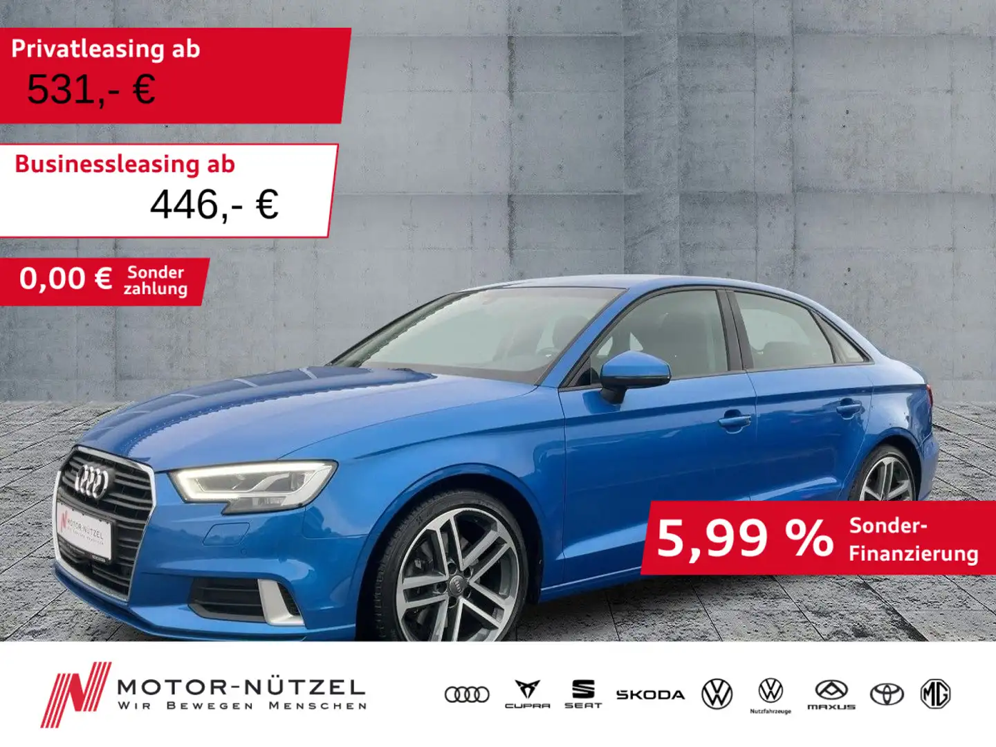 Audi A3 40 TFSI QU SPORT LED+NAV+VC+DAB+B&O Bleu - 1