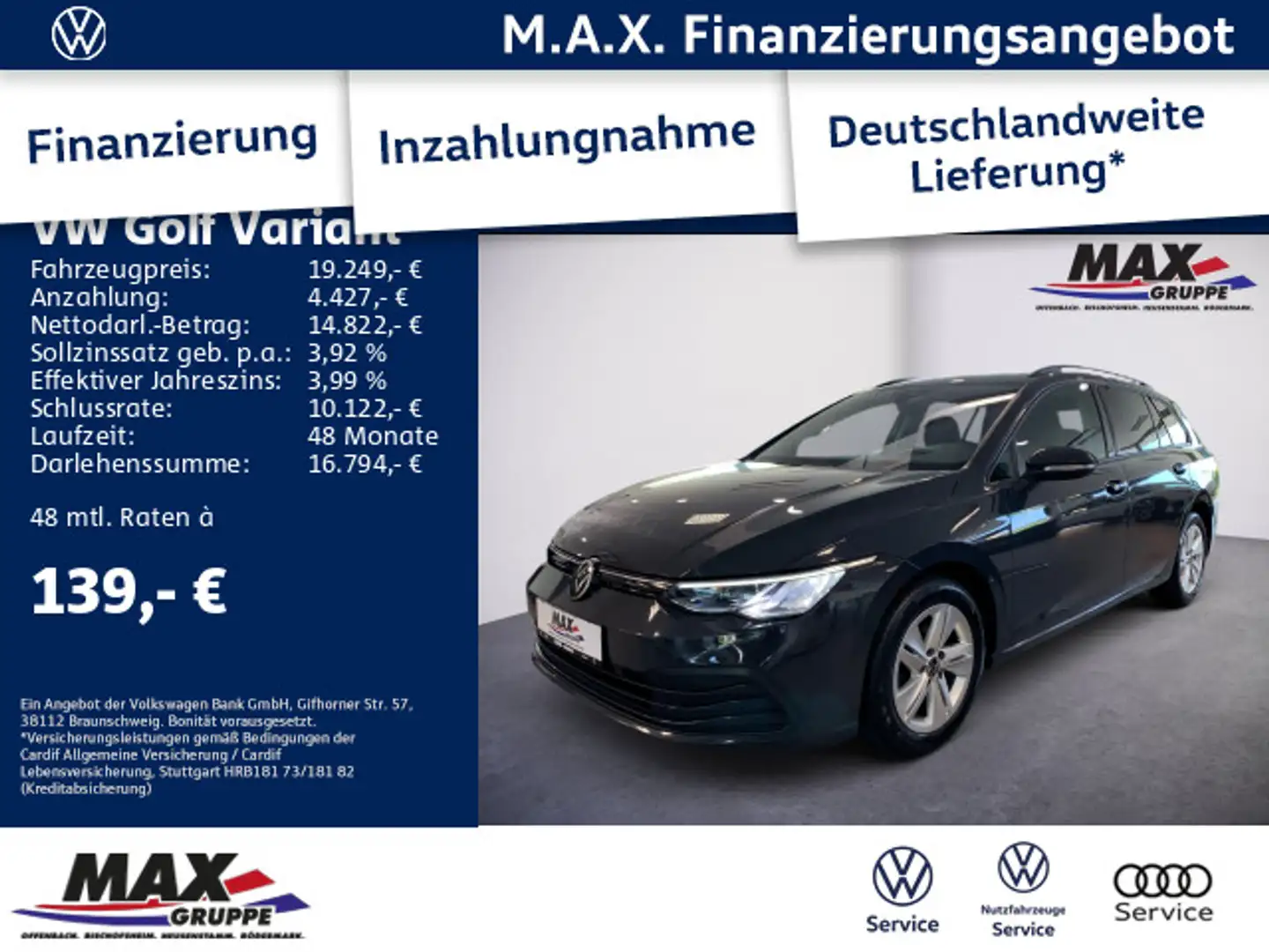 Volkswagen Golf Variant Golf VIII Variant 2.0 TDI LIFE LED+DCP+APP+NAVI+ Grijs - 1