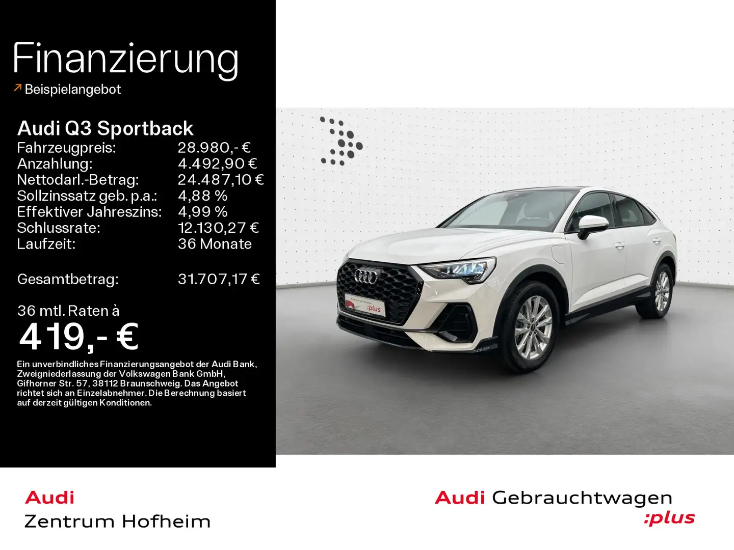 Audi Q3 45 TFSIe S tro*Pano*LED*Virtual*Nav Weiß - 1