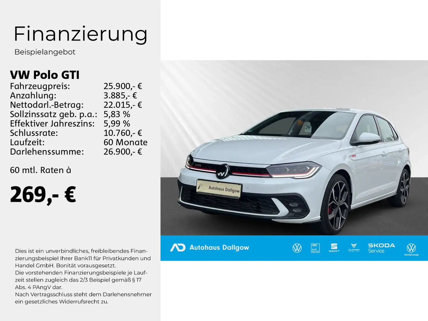 Volkswagen Polo GTI 2,0 l TSI 152 kW (207 PS)+DSG+LED+ PDC+ Weiß - 2