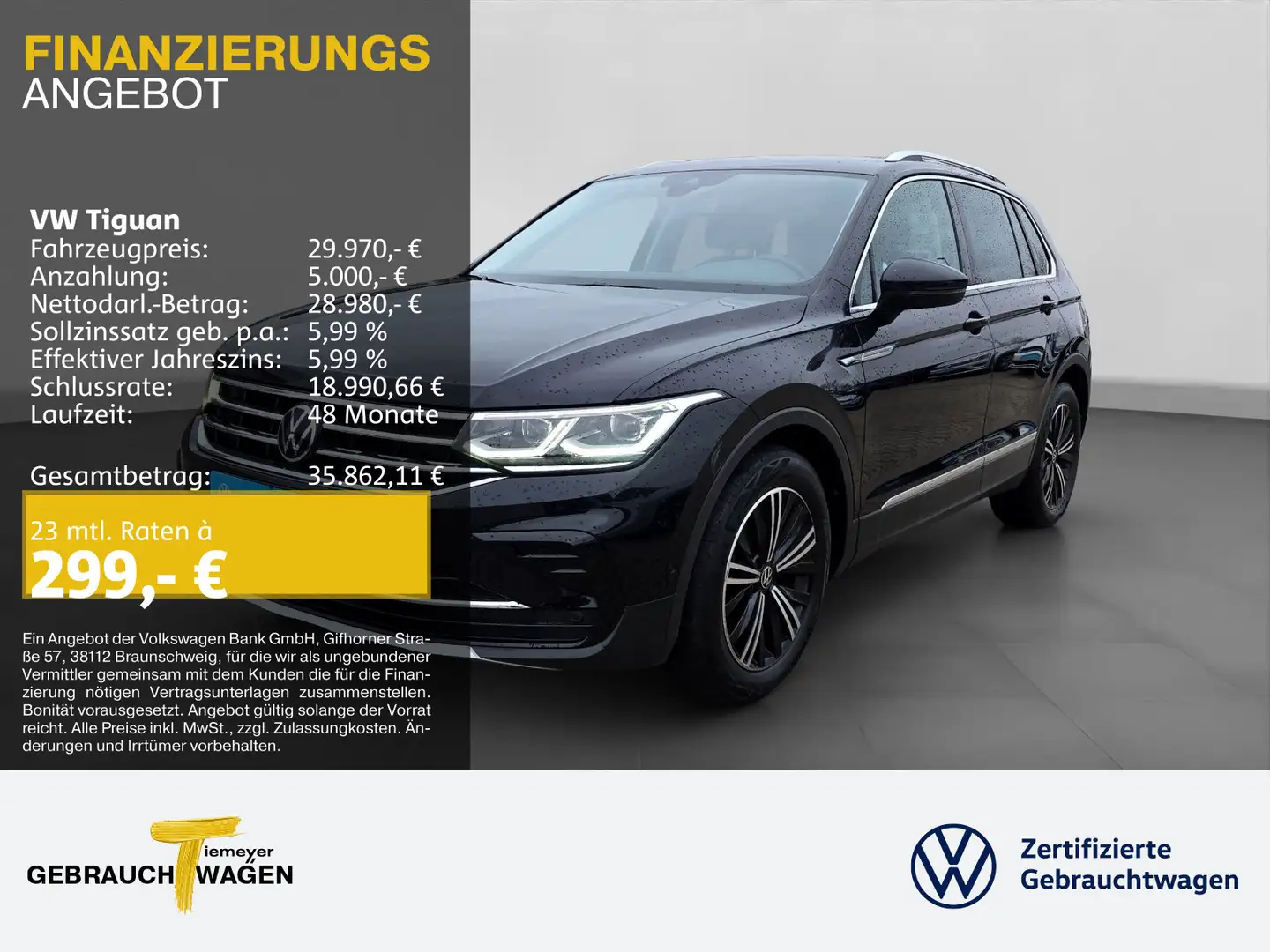 Volkswagen Tiguan 2.0 TDI DSG 4M ELEGANCE LM18 AHK MATRIX K Schwarz - 1
