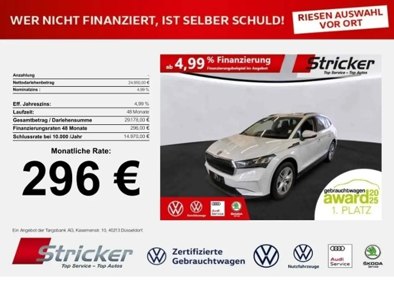 Skoda Enyaq iV60 296,-ohne Anzahlung Navi AHK Kamera — миниатюра 1