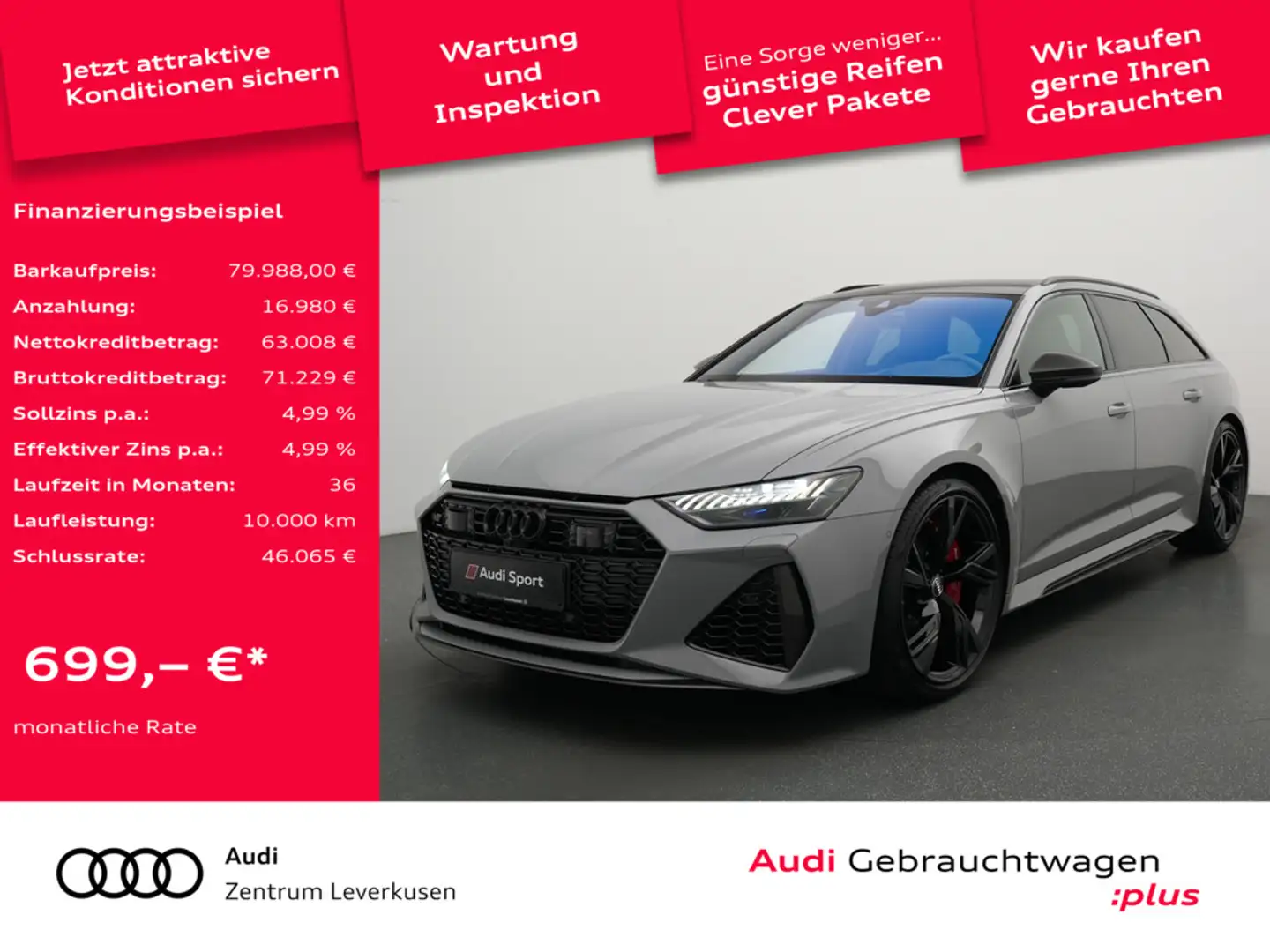 Audi RS6 PANO LEDER STANDHZ LASER SITZBELÜFTUNG HUD Schwarz - 1