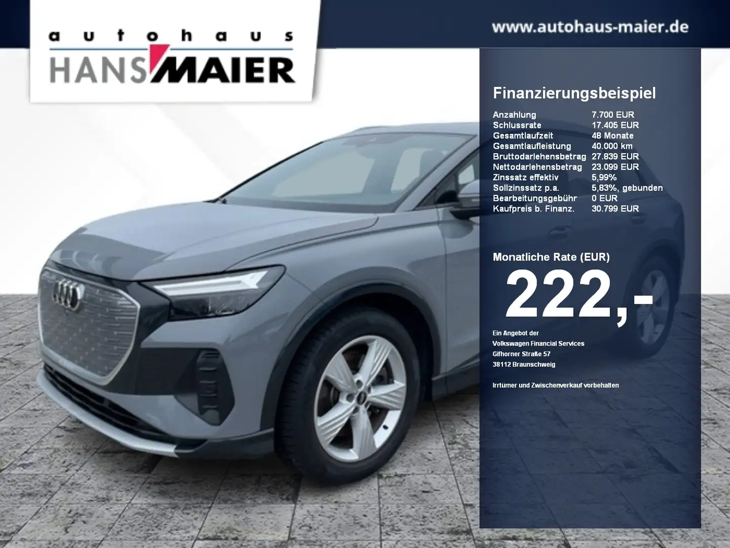 Audi Q4 e-tron basis ACC Kam Navi+ Pano Sonos VC Grijs - 1