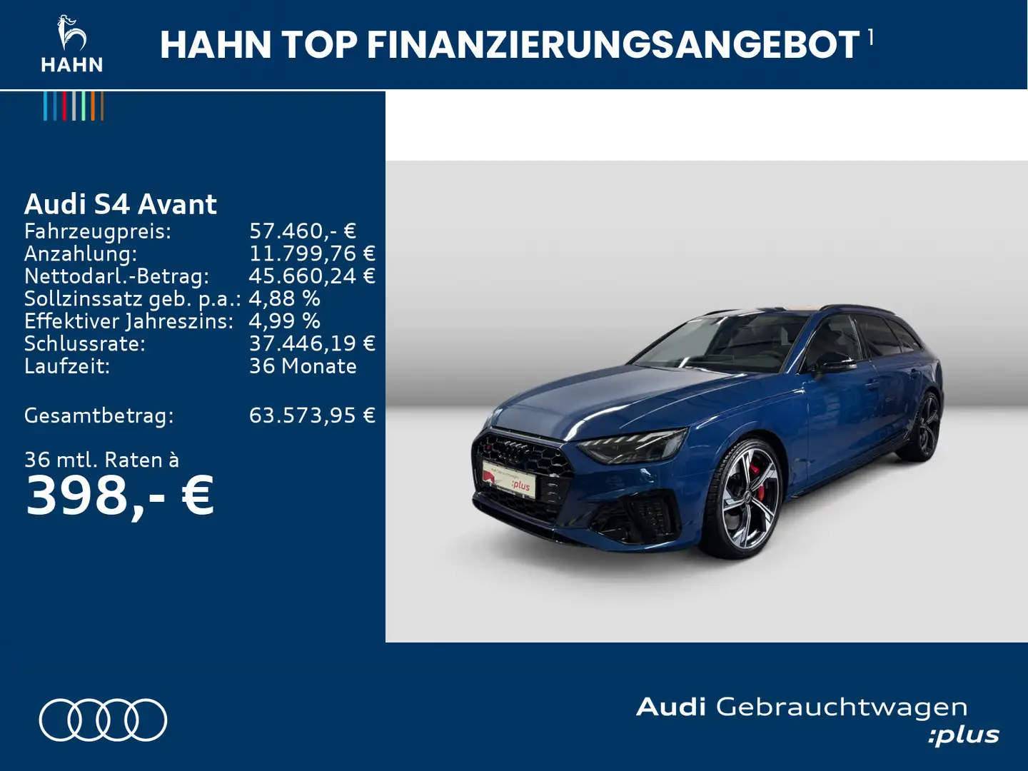 Audi S4 TDI quattro AHK HUD Matrix ACC °360 Nav Blau - 2