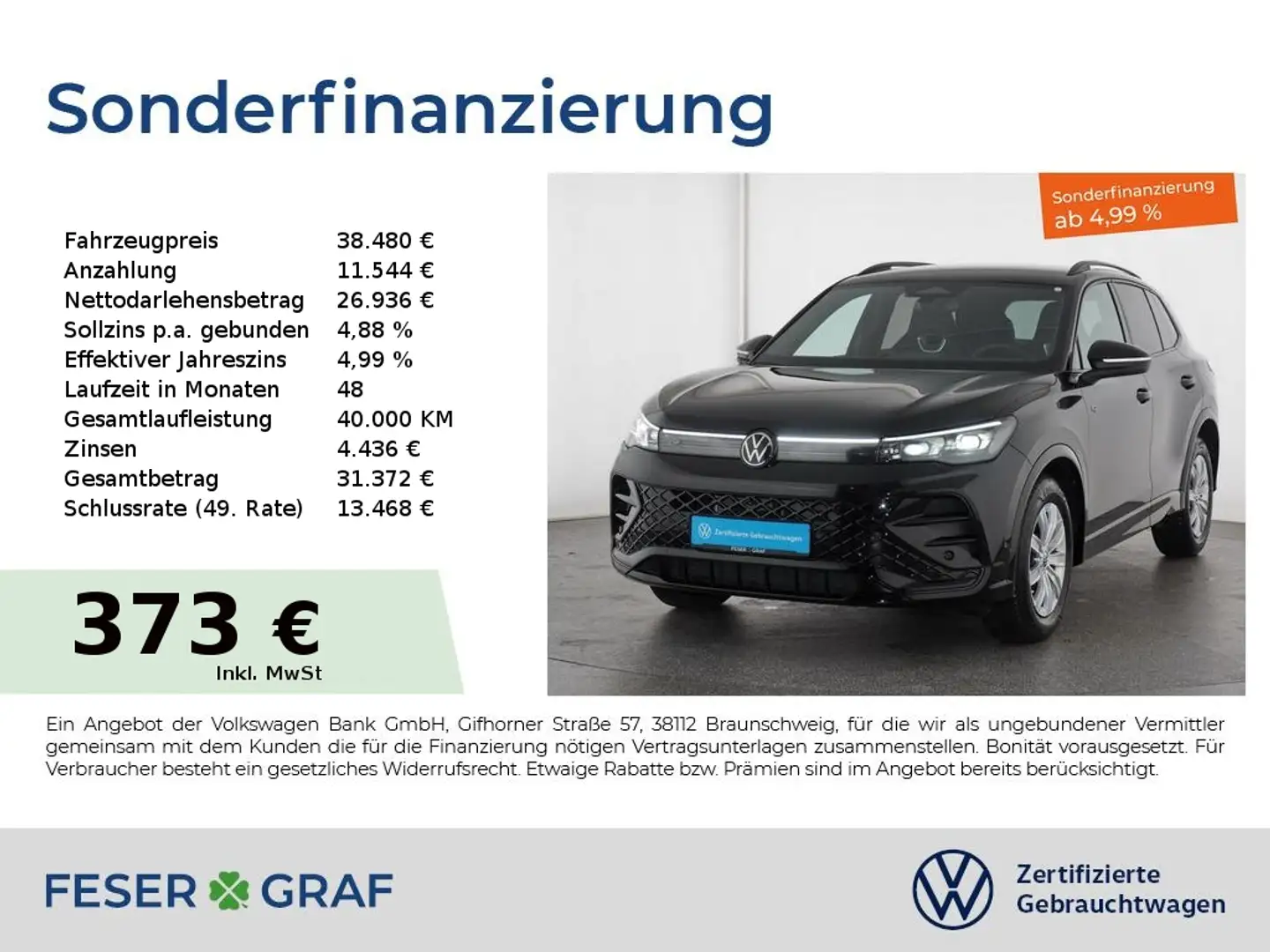Volkswagen Tiguan 1.5eTSI R-Line DSG BlackStyle 360° Alu-19 Schwarz - 1