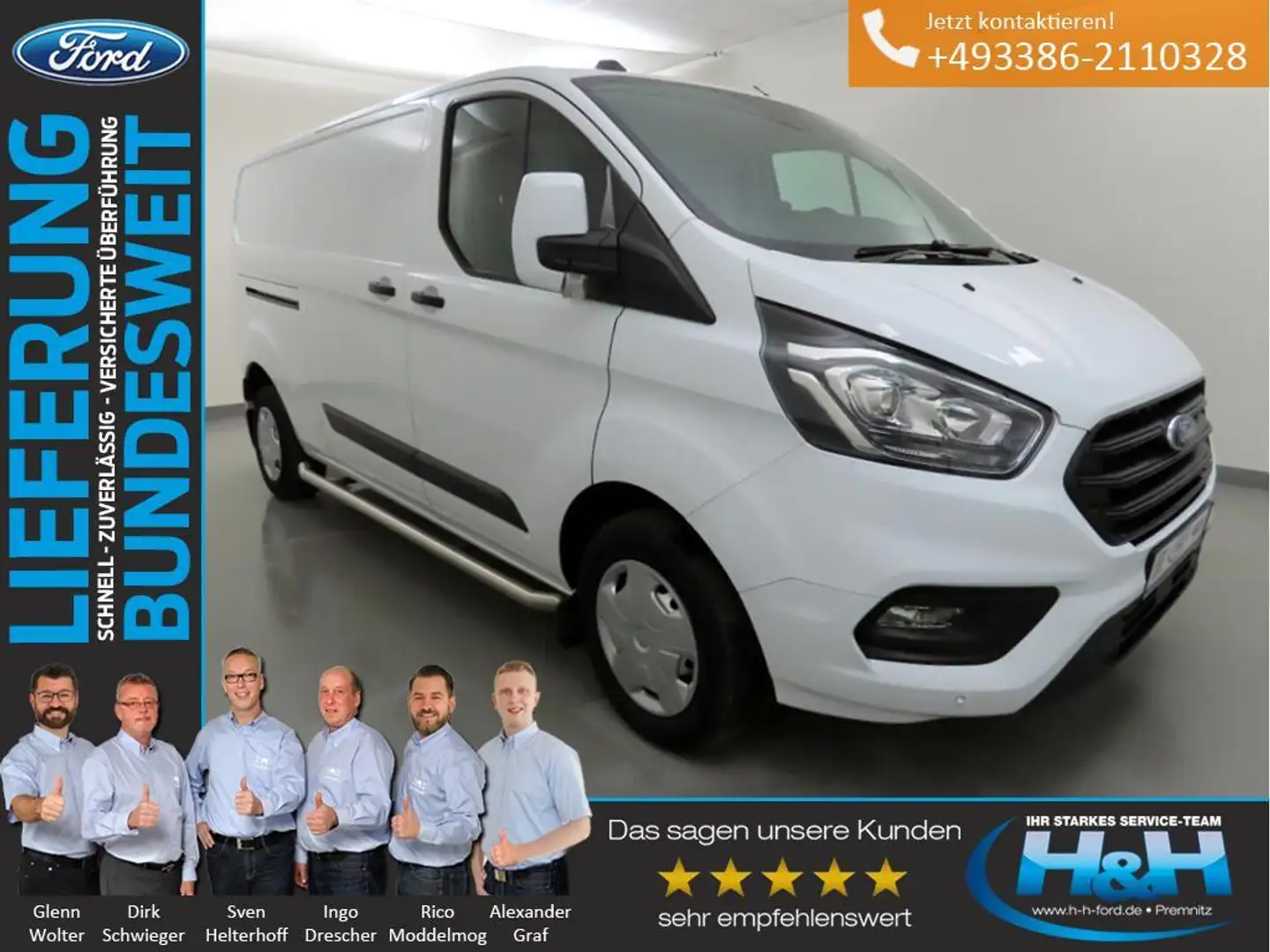 Ford Transit Custom 2.0 300 L2 Trend Kamera+Tempomat Weiß - 1