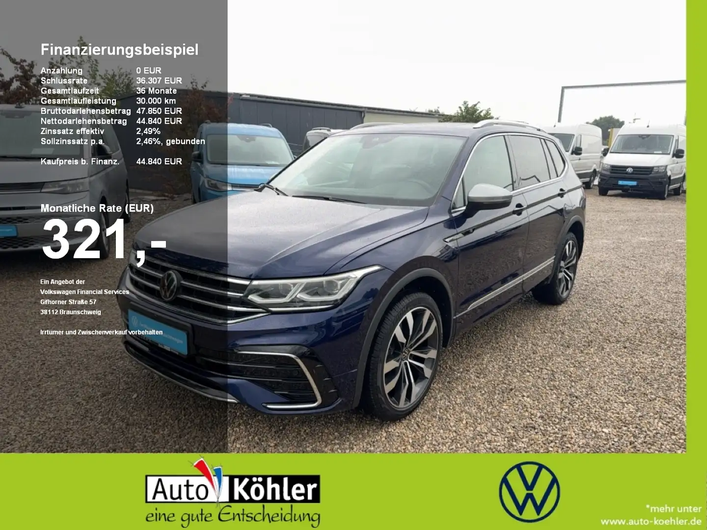 Volkswagen Tiguan Allspace R-Line TDi DSG 4M Vollausstattung Blau - 1