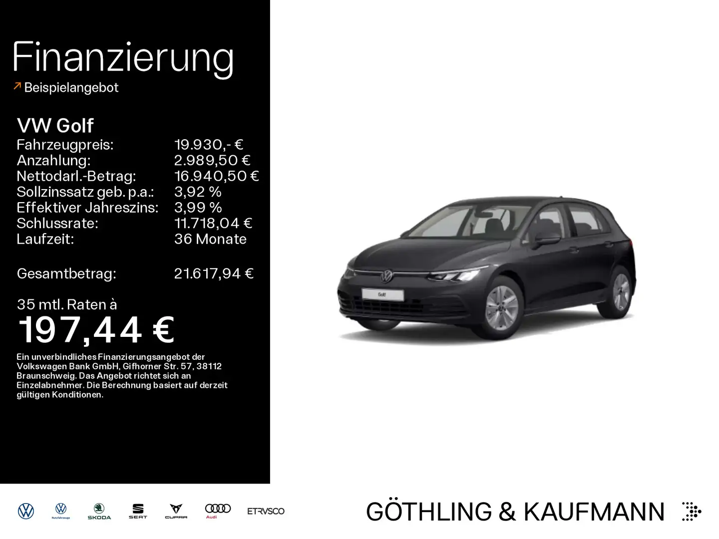 Volkswagen Golf Life 1.5 TSI*NAVI*LED*SHZ*ACC*PDC*16Zoll* Grau - 1