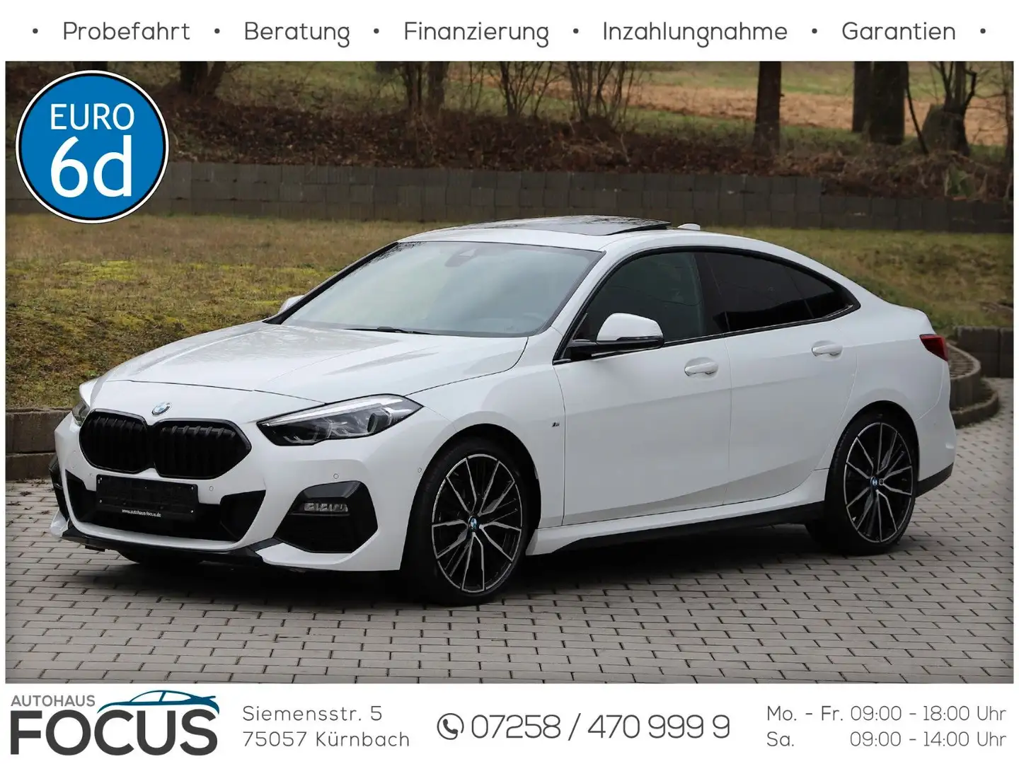 BMW 218i GranCoupe M SPORT NAVI PANO ACC H&K HUD 19" Blanc - 1