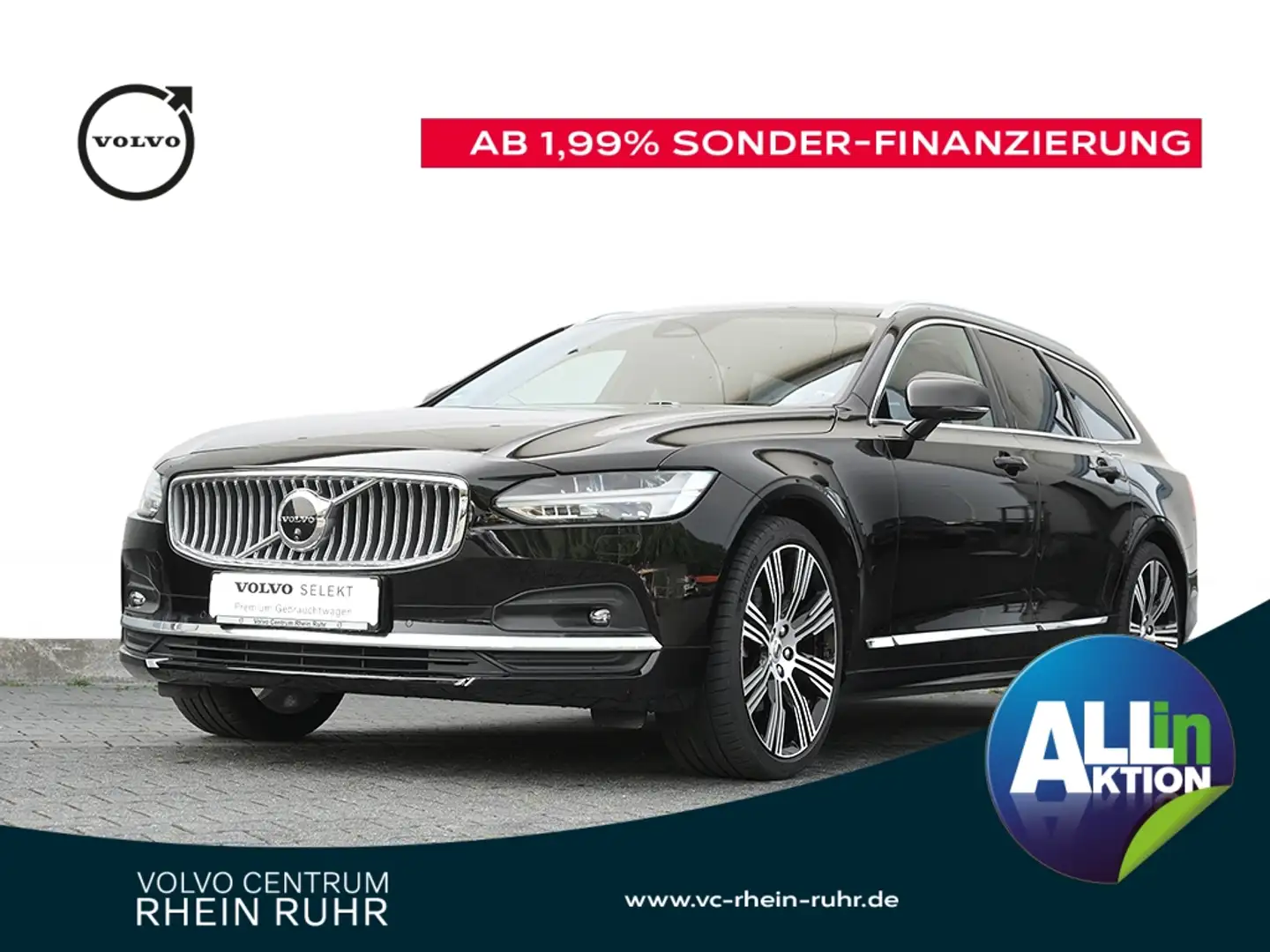 Volvo V90 B4 D  Plus Bright LP+LM 20"+MET+KAMERA+PANO Zwart - 1