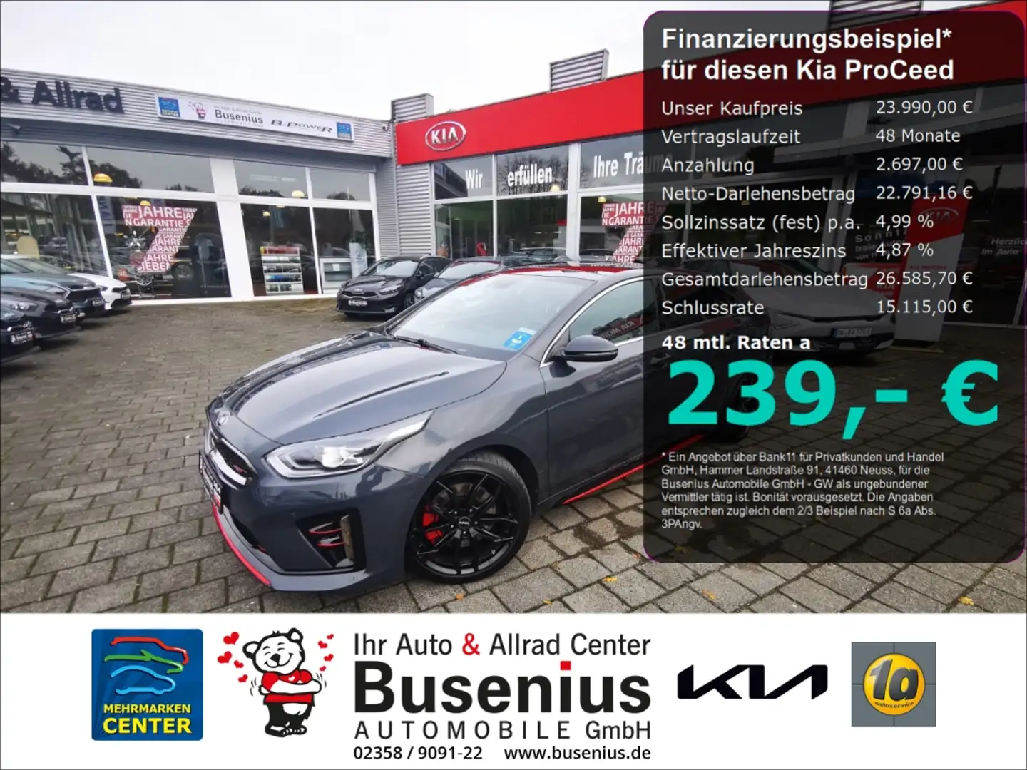Kia ProCeed / pro_cee'd 1.6 T-GDI DCT GT+Pano+Navi+Kom+ACC+LED Grau - 1