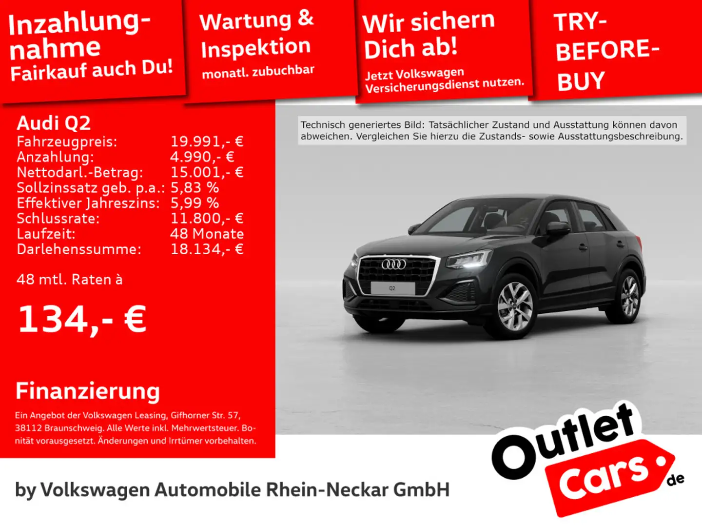 Audi Q2 30 TFSI LED Navi Rückfahrkamera Klima uvm Nero - 1
