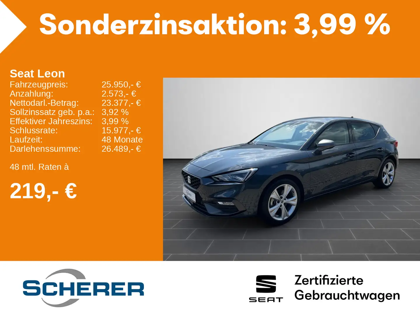 SEAT Leon 1.5 eTSI FR-Line DSG/NAVI/RearView/PDC uvm. Grigio - 1