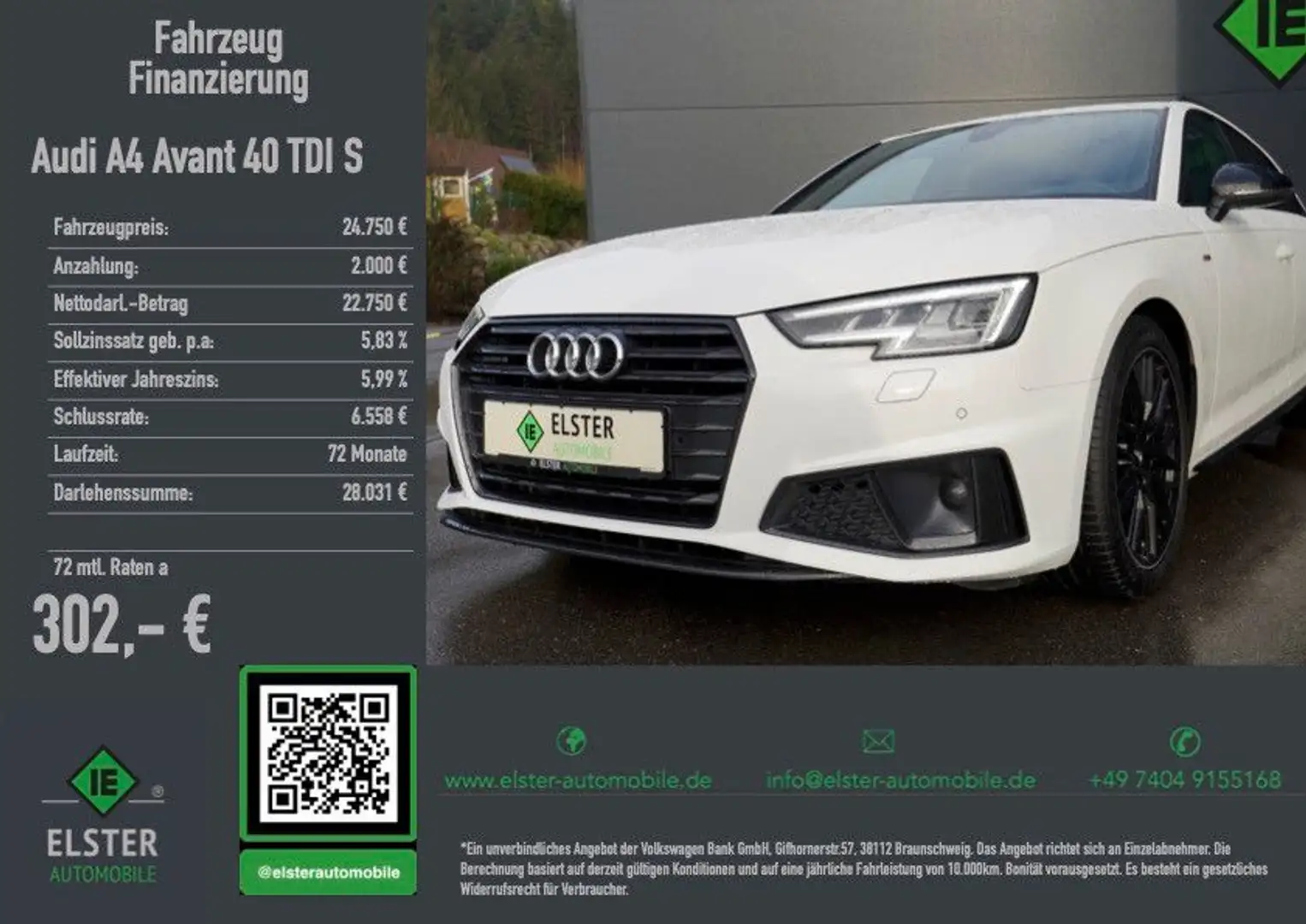 Audi A4 Avant 40 TDI qu,S line,AHK,Kame,Winterräder Weiß - 1