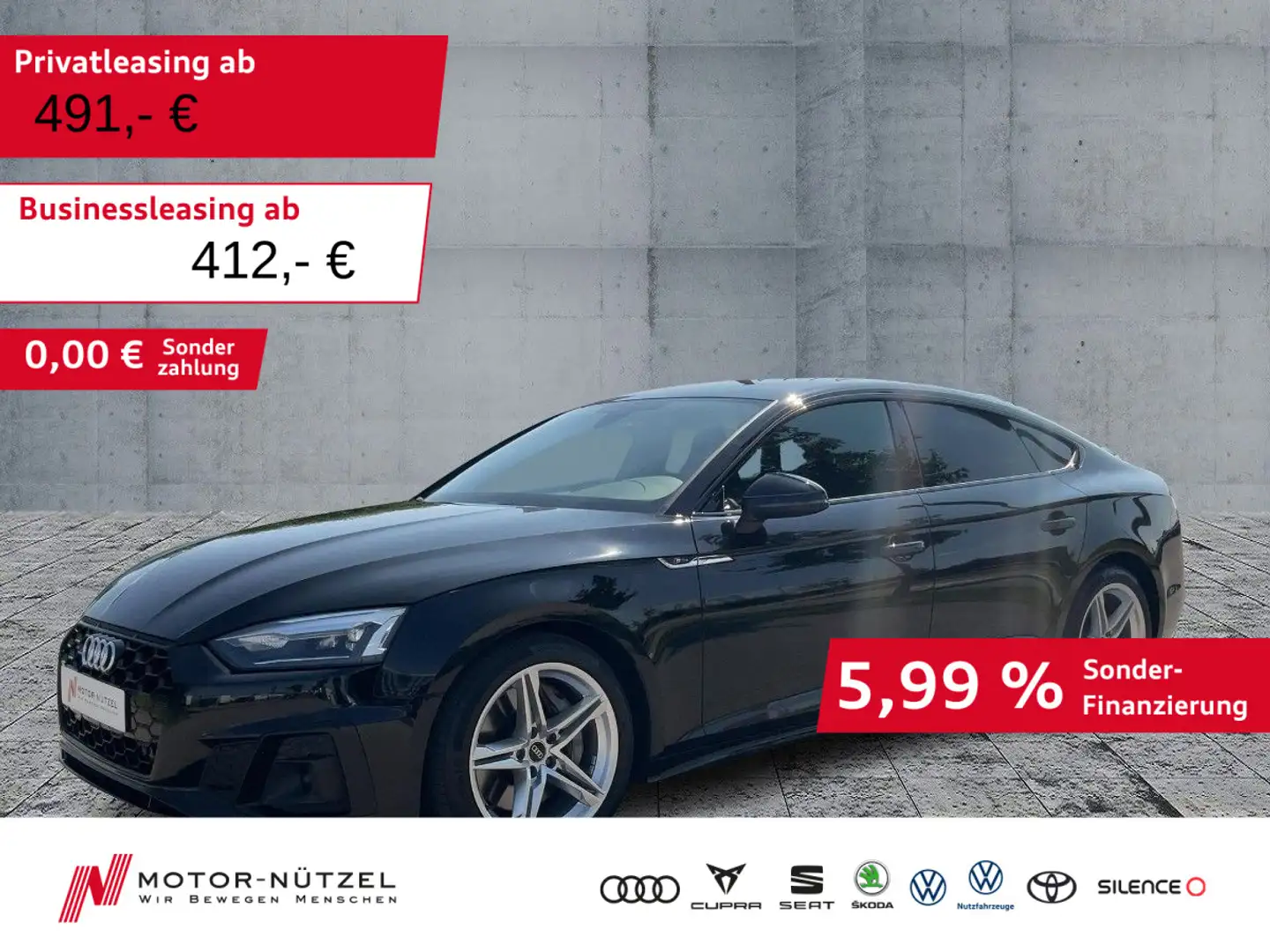 Audi A5 50 TDI QU S-LINE LED+NAVI+RFK+18"LM Negro - 1