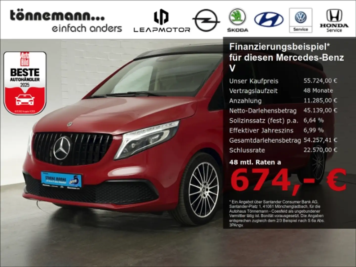 Mercedes-Benz V d MARCO POLO AT+AHK+NAVI+SITZHEIZUNG+SCHIEBEDACH Красный - 1
