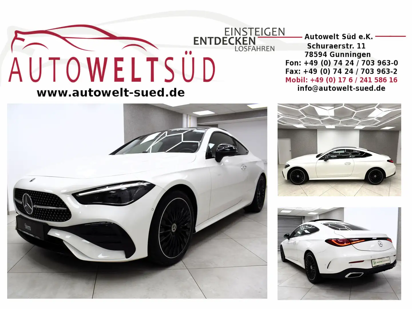 Mercedes-Benz CLE 220 d Coupé AMG Sport Night Pano Mem KeyL 2x Spur LED Blanc - 1