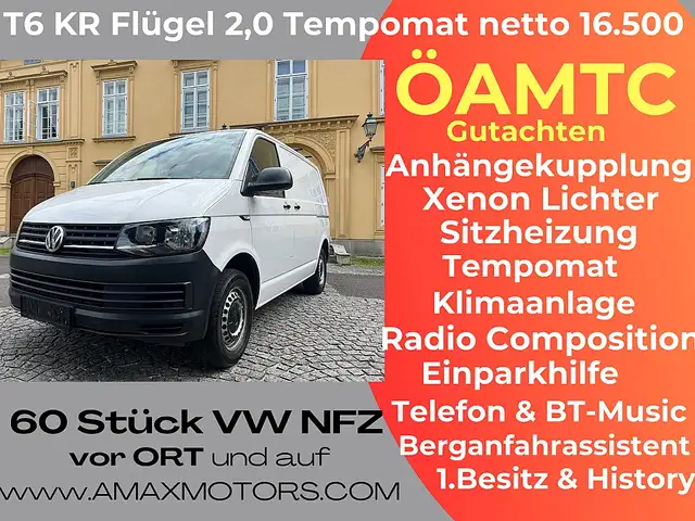 Volkswagen T6 Transporter T6 Kastenwagen 2,0 KR  Flügeltüre,  2x  Schiebe...