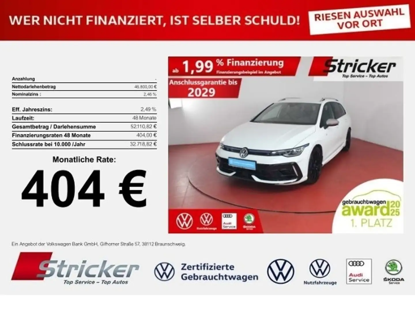 Volkswagen Golf Variant Variant R 2.0TSI DSG 404,-ohne Anzahlung AHK H&K Weiß - 1