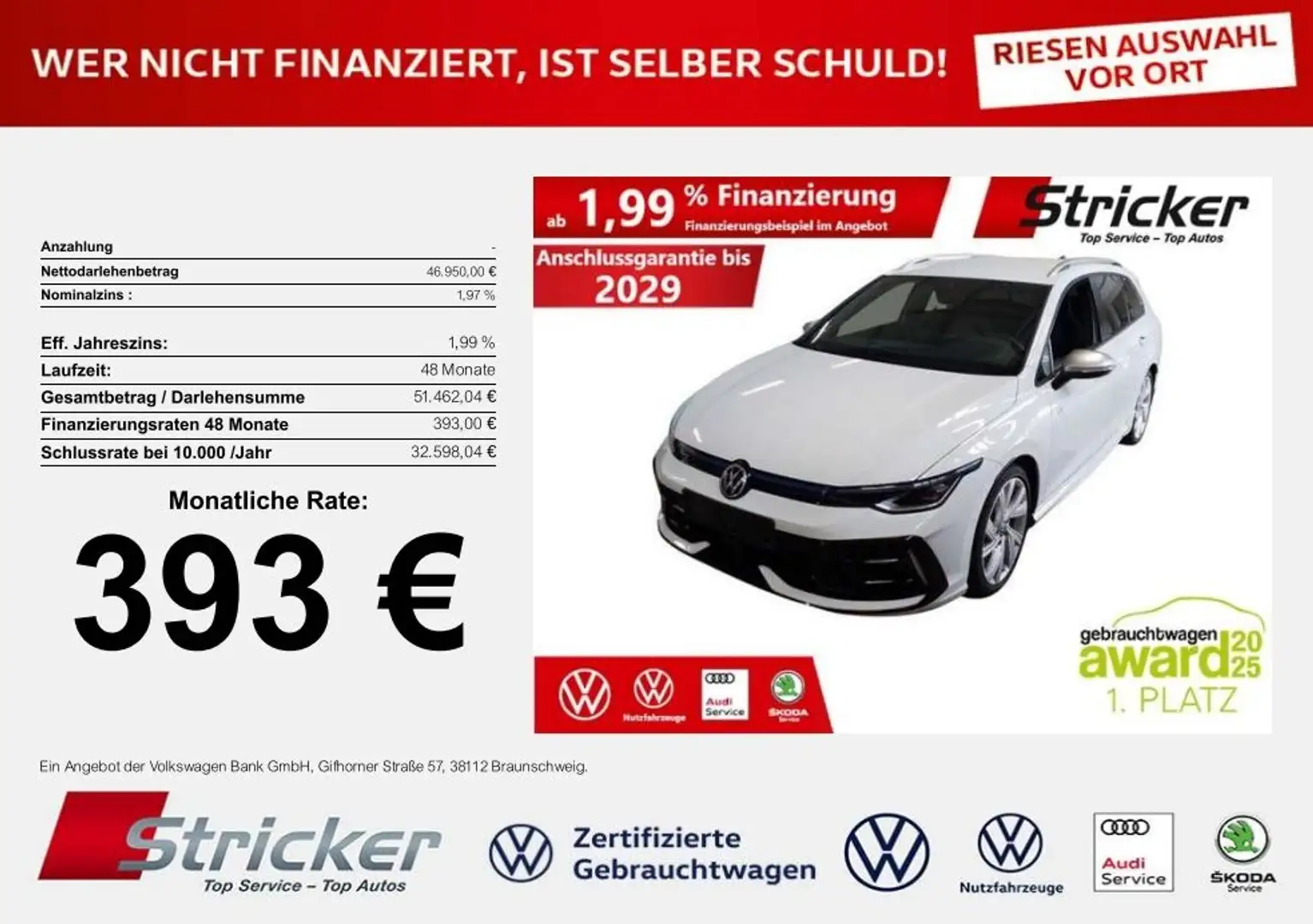 Volkswagen Golf Variant Variant R 2.0TSI DSG 393,-ohne Anzahlung AHK H&K Weiß - 1