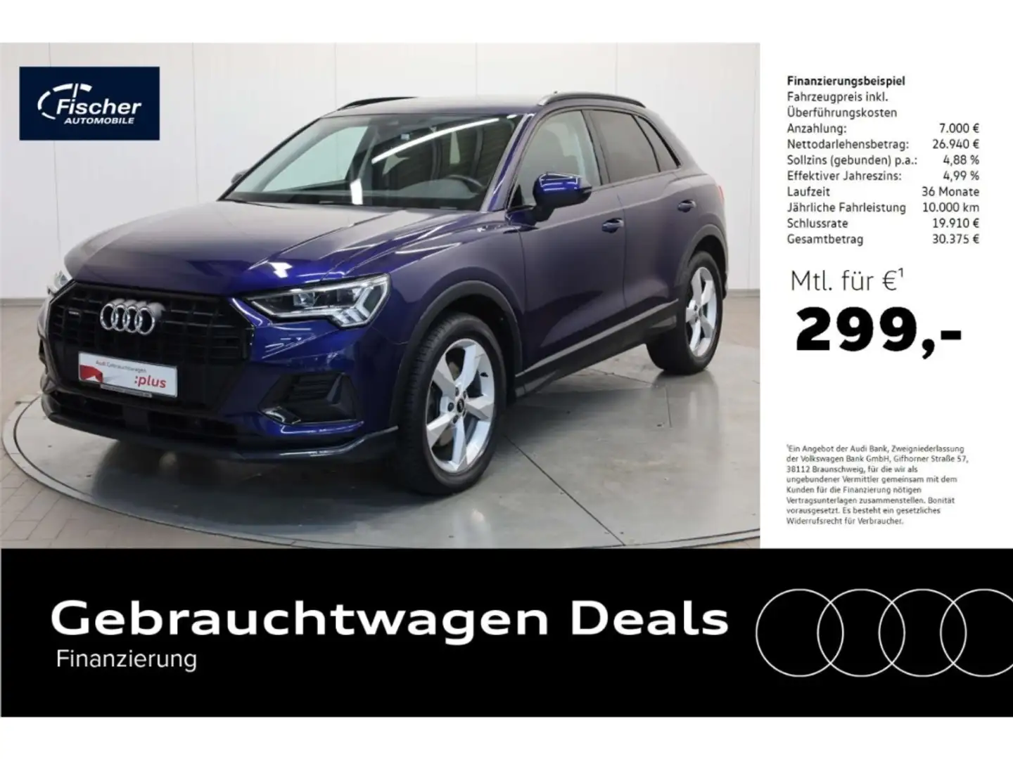 Audi Q3 40 TFSI quattro Advanced AHK/NAV/Virt Blau - 1