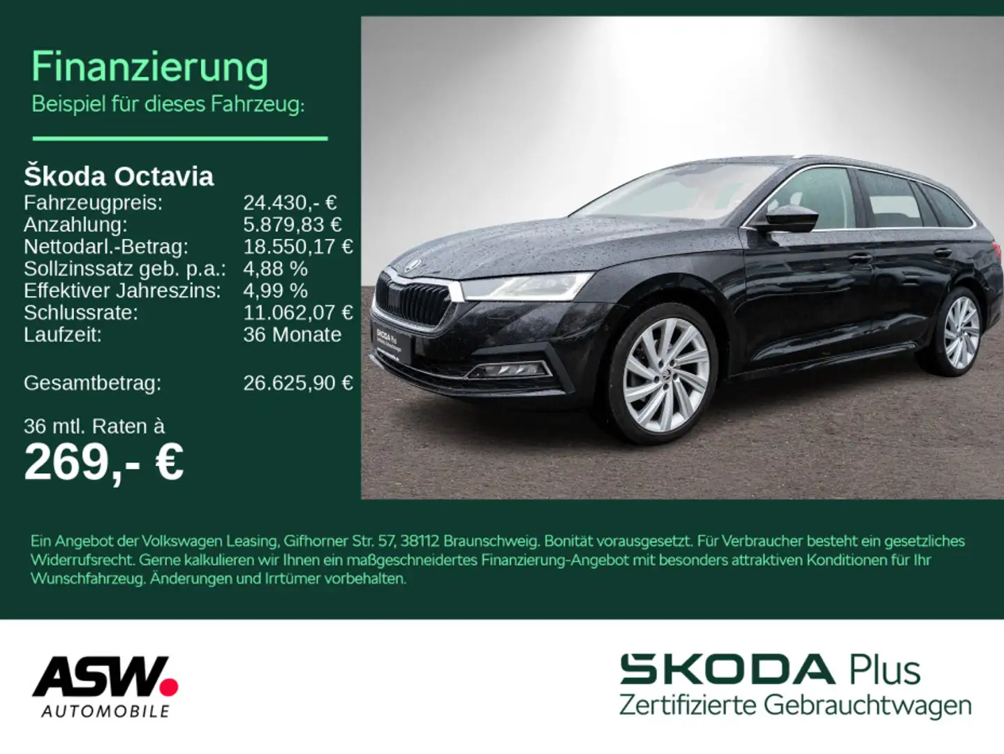 Skoda Octavia Combi Style 2,0TDI DSG Navi HUD AHK Pano Schwarz - 1