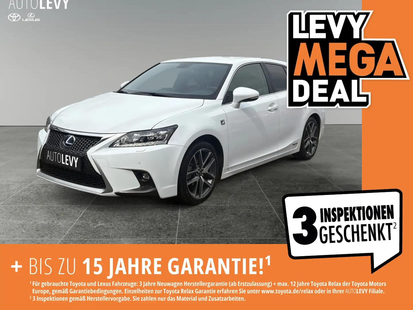 Lexus CT 200h CT200h F-SPORT +NAVI+SHZG+PDC+Tempo+3J Garantie+ Weiß - 1