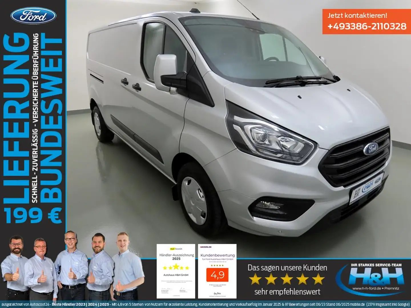 Ford Transit Custom 2.0 300 L2 Trend AHK+Kamera Argent - 1