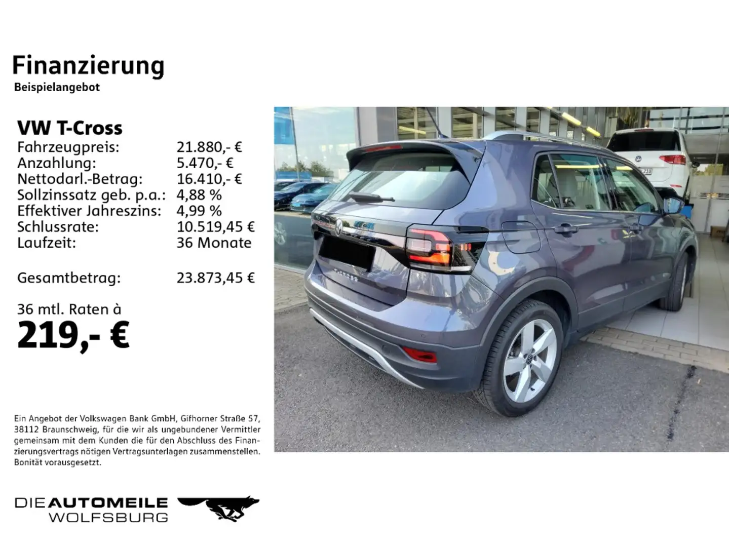 Volkswagen T-Cross 1.0 TSI DSG Style Einparkhi/Multilenk/Si Grau - 2